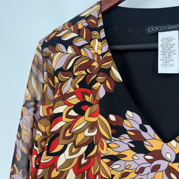 Coco Bianco Womens Size Large Floral Blouse Shirt Top Ruffles Summer - Picture 3 of 6